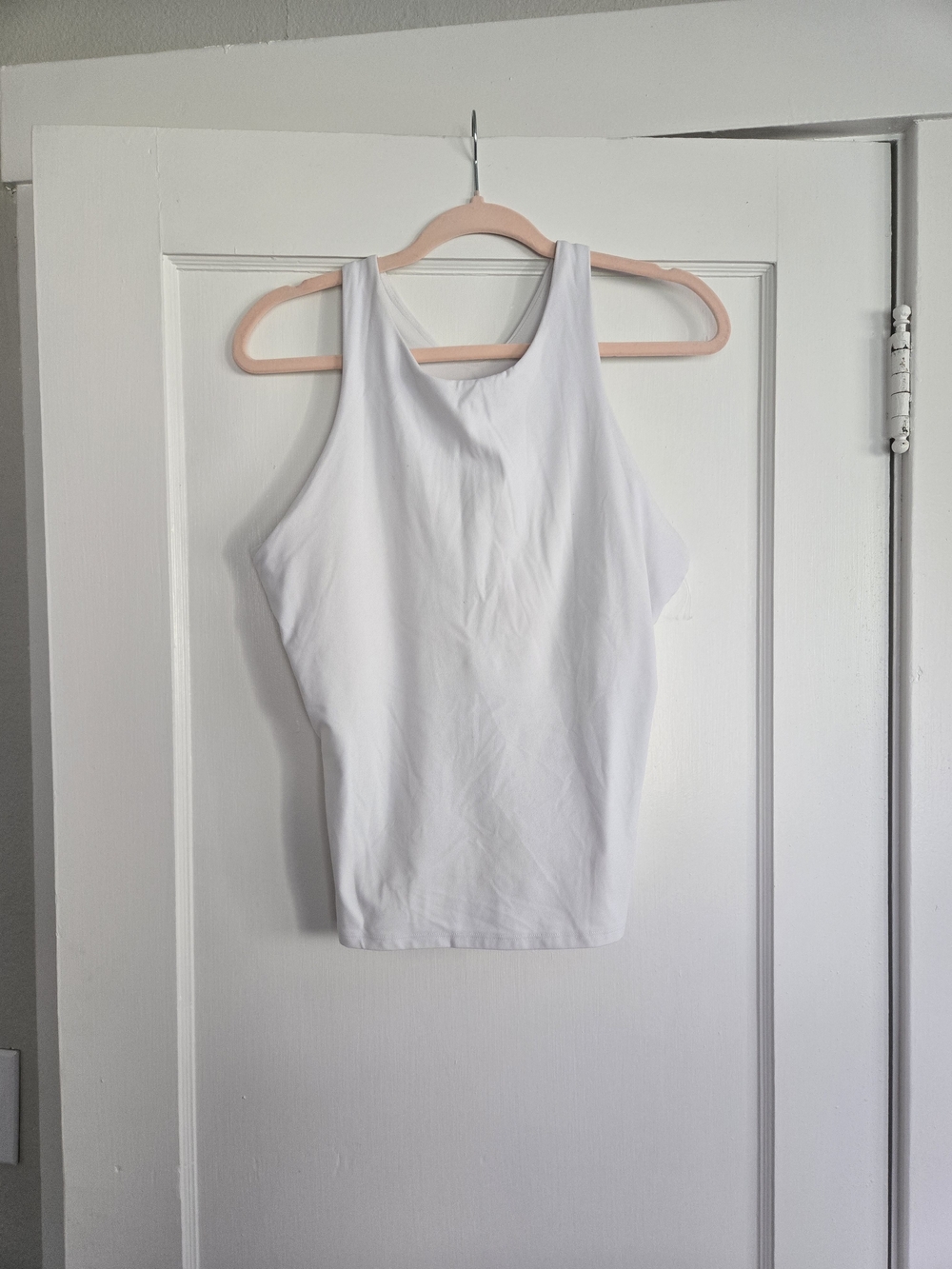 Athleta White High-Neck Racerback Tank With Built-in Bra